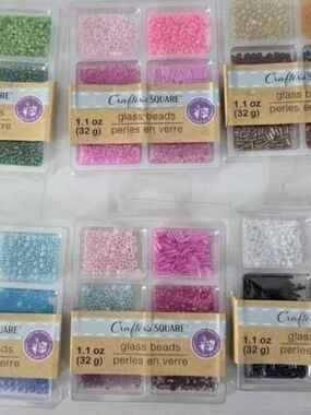 NEW Crafter's Square Glass Bead Mix Lot Of 6